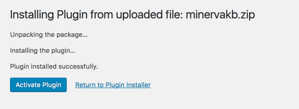 Plugin installation progress